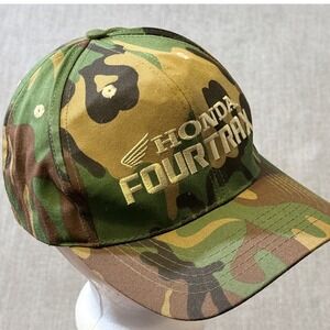 Vintage Honda FourTrax Camo Snapback Hat Mens Camouflage‎ ATV